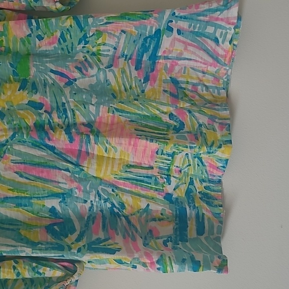 Lilly Pulitzer Linzy Top Sea Salt Sun Print Long Sleeve V-Neck Cotton Top - Picture 3 of 7